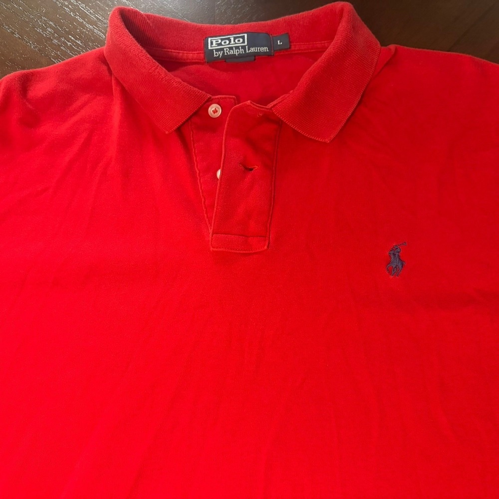 Vintage Polo Ralph Lauren Mens Red Short Sleeve Pony Logo Polo Shirt Large